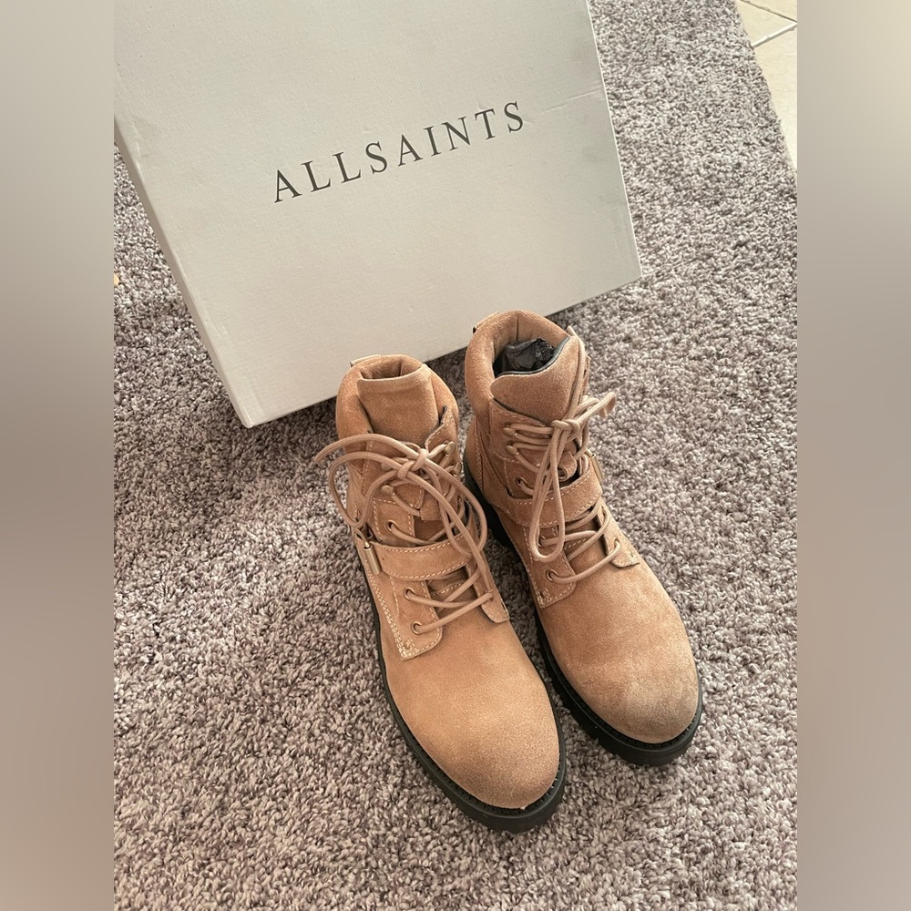 All Saints Paulina Suede Buckle Boot New - Picture 2 of 12
